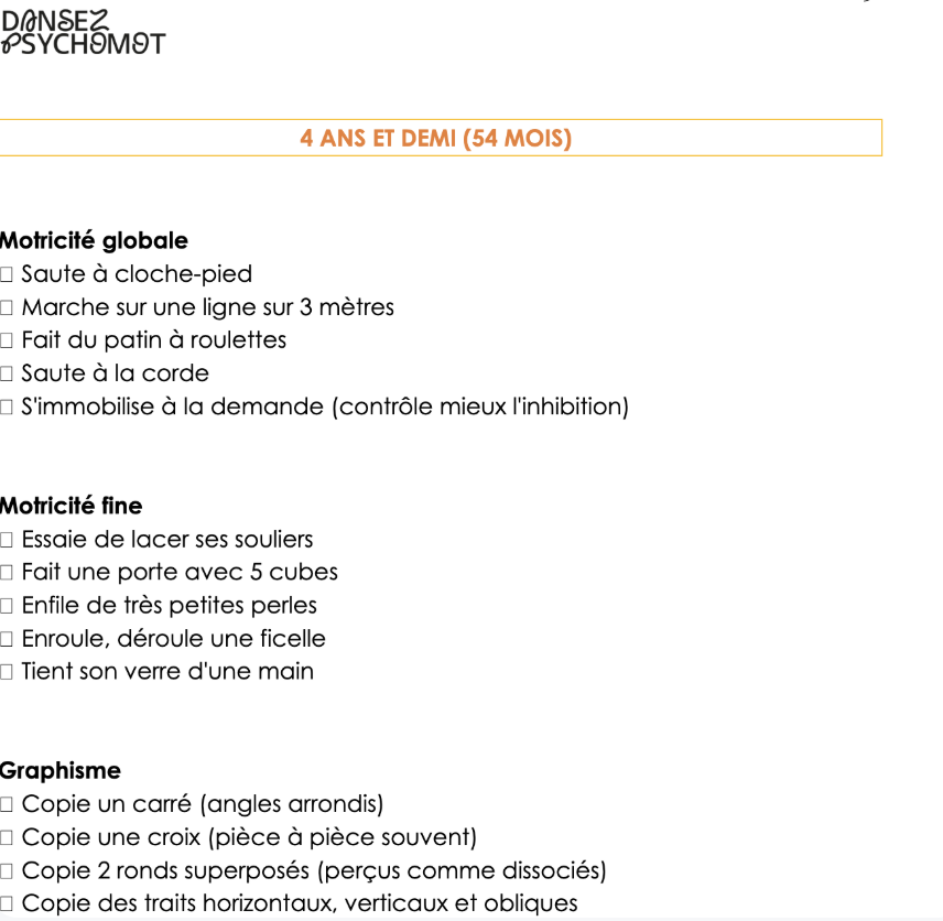 bilan psyhcomoteur 0-3 ans